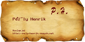 Pély Henrik névjegykártya